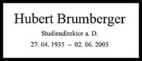 Bild -> Hubert Brumberger - Todesanzeige